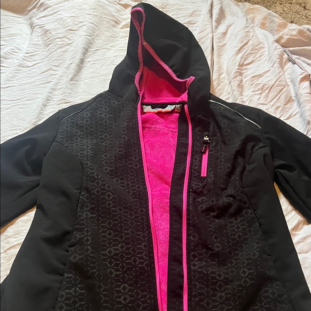 Girls Black and Pink Hooded Jacket